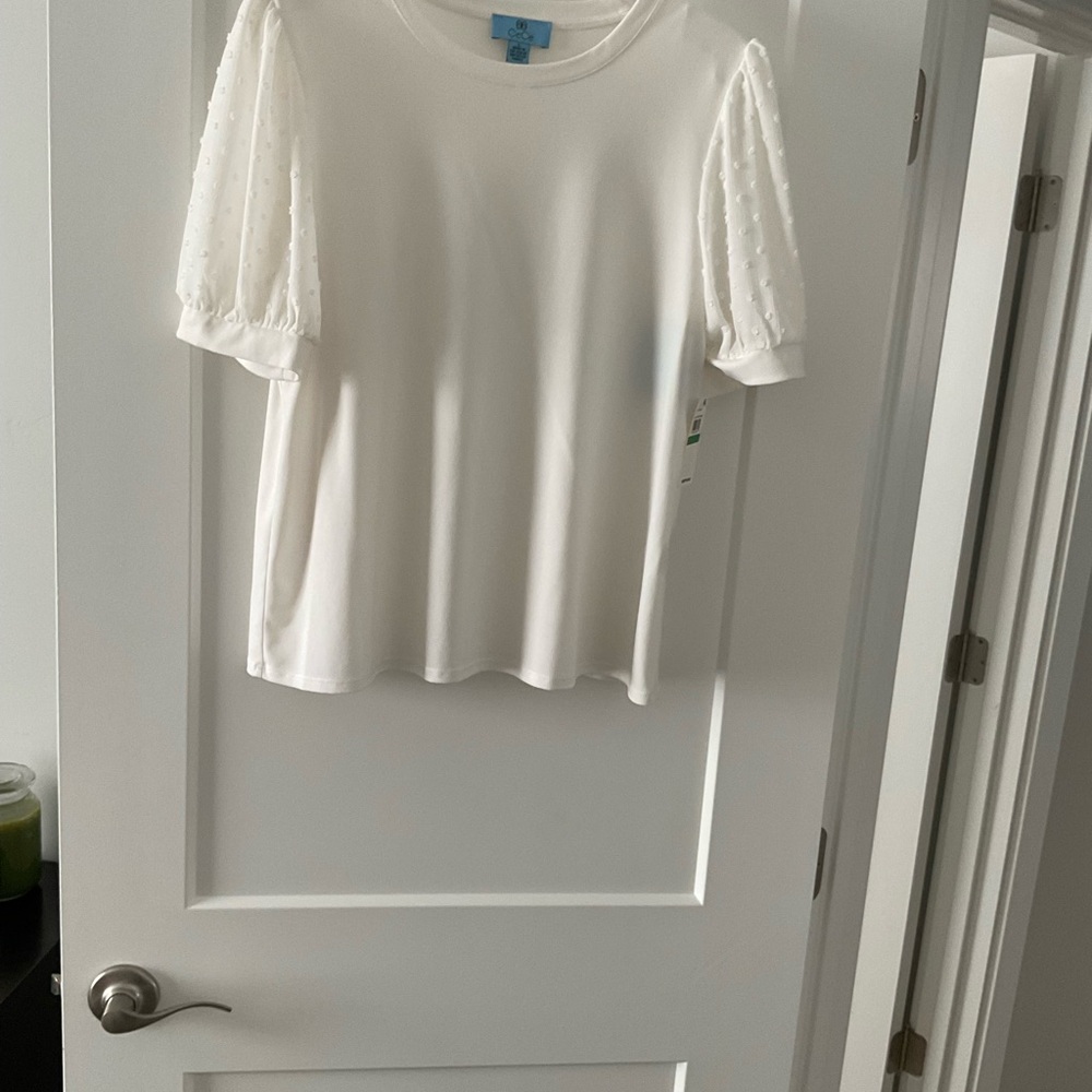 White polyester round neck blouse